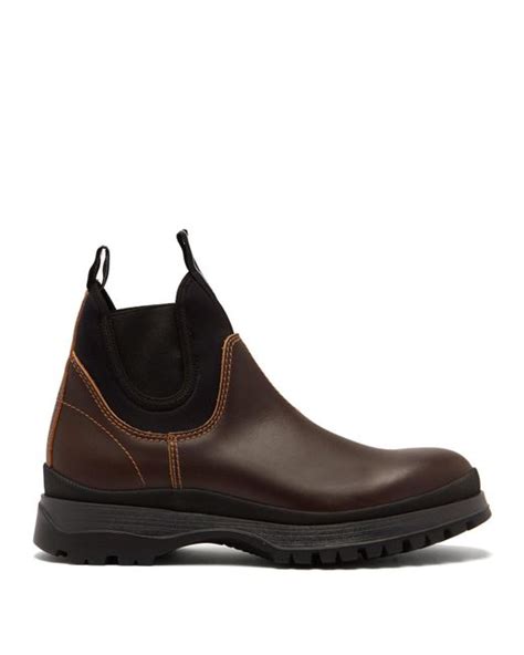 prada brown chelsea boots|Prada brixxen leather Chelsea boot.